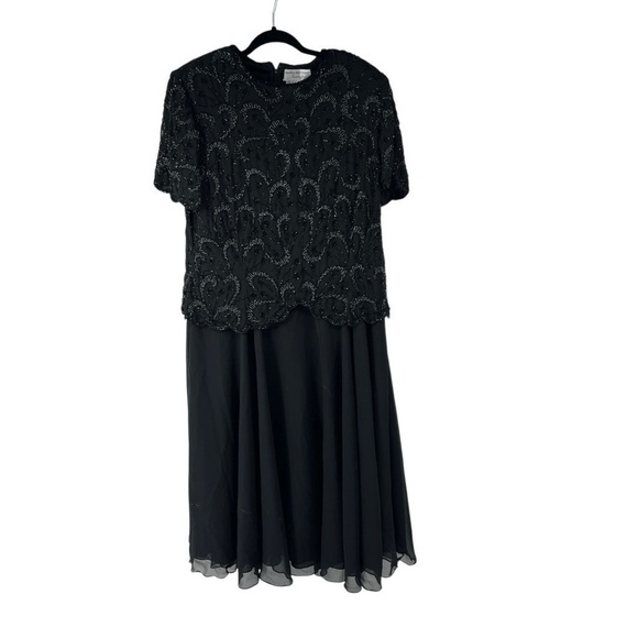 Papell Evening Black Heavily Beaded Top Formal Dress - Picture 1 of 10